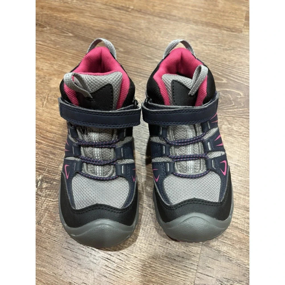 KEEN Oakridge Mid Waterproof Kids Hiking Boots Navy Gray Pink Size 12